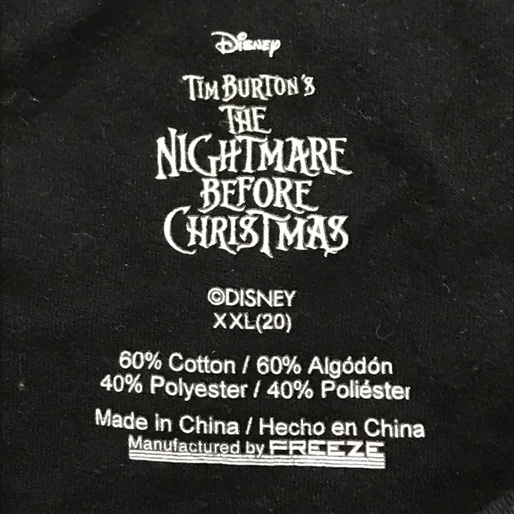Halloween Tim Burton Disney Tee Shirt Unisex XXL Tim Burton Nightmare Size 20